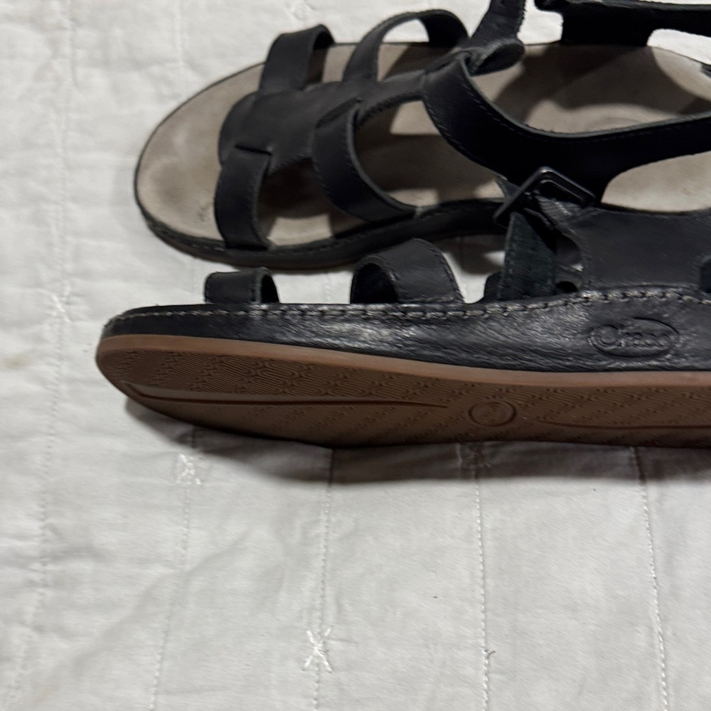 Chaco Dark Leather Strappy Sandals View 4